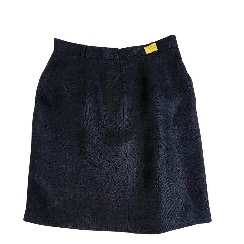 Talbots Womens Skirt Size 12 Navy Blue Classic Irish Linen Pencil Straight #1792